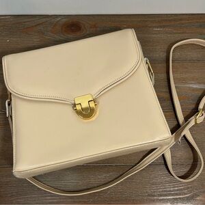 RARE Vintage Industria Argentina Cuero Vaca Cream Shoulder Bag/ Crossbody Purse